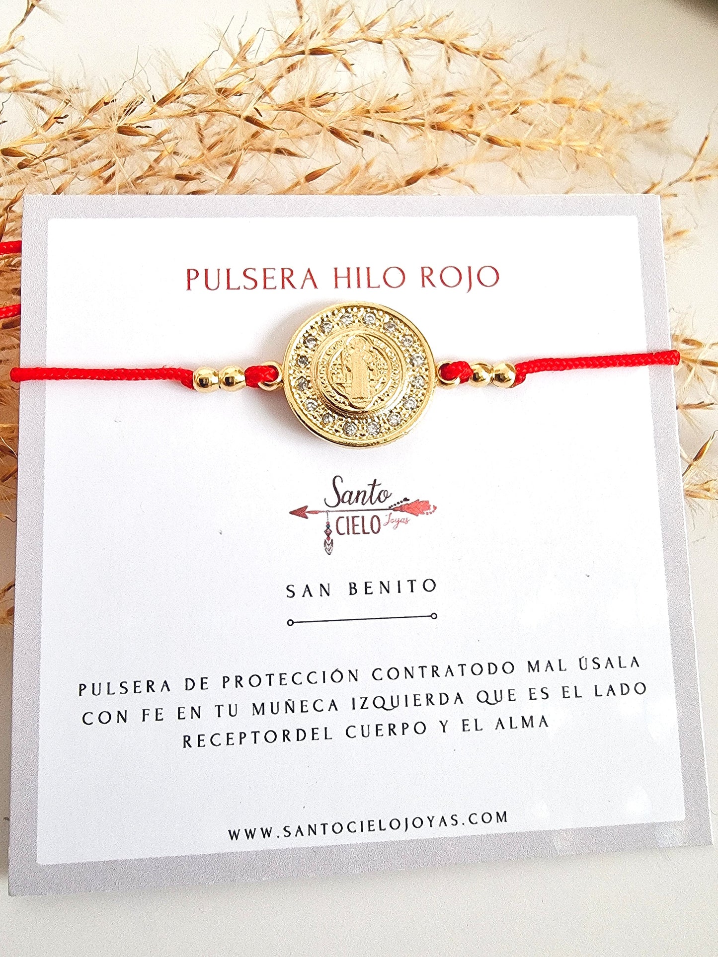 Pulsera hilo rojo San Benito circón