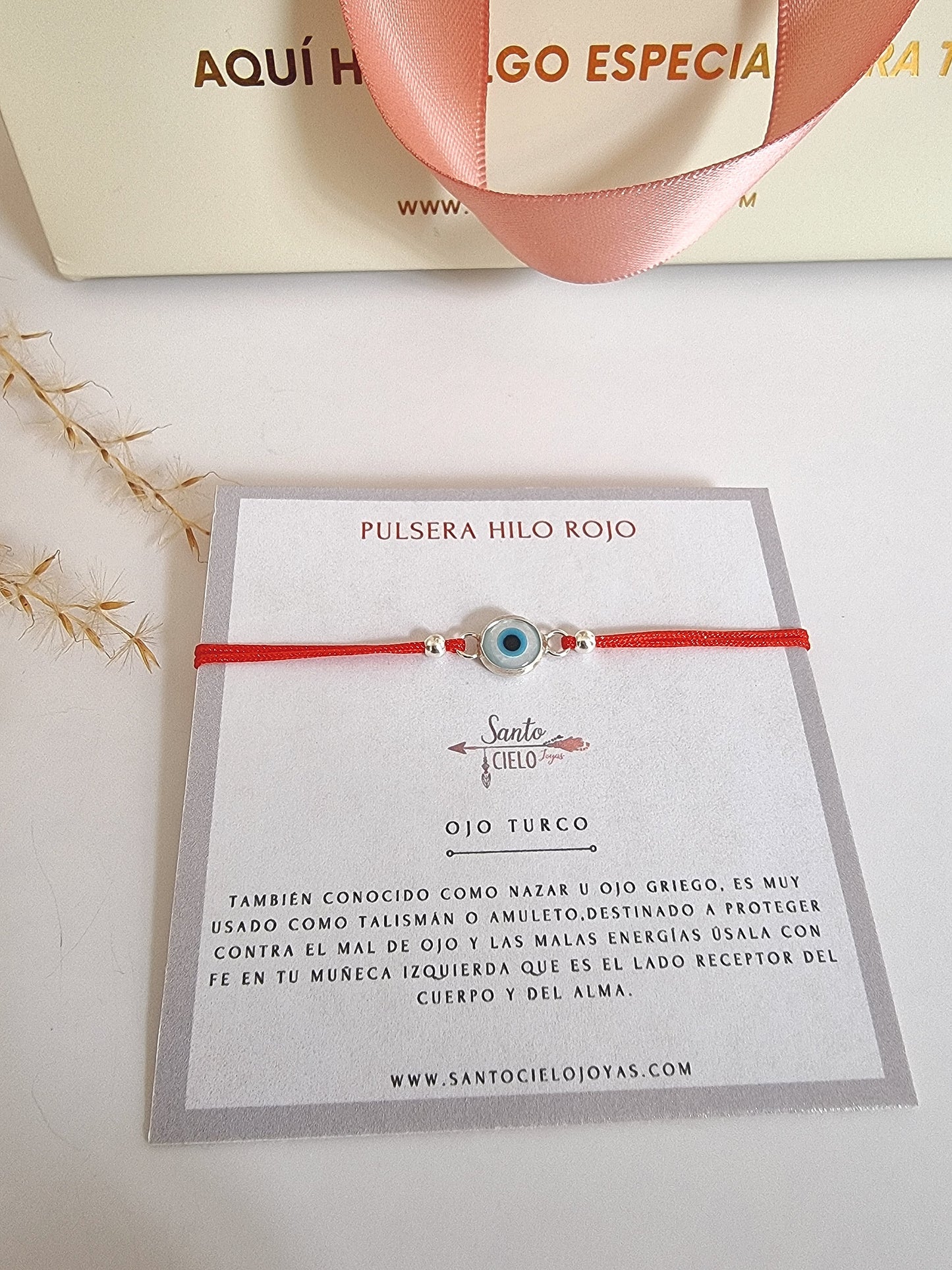 Pulsera hilo rojo ojo turco plata 925