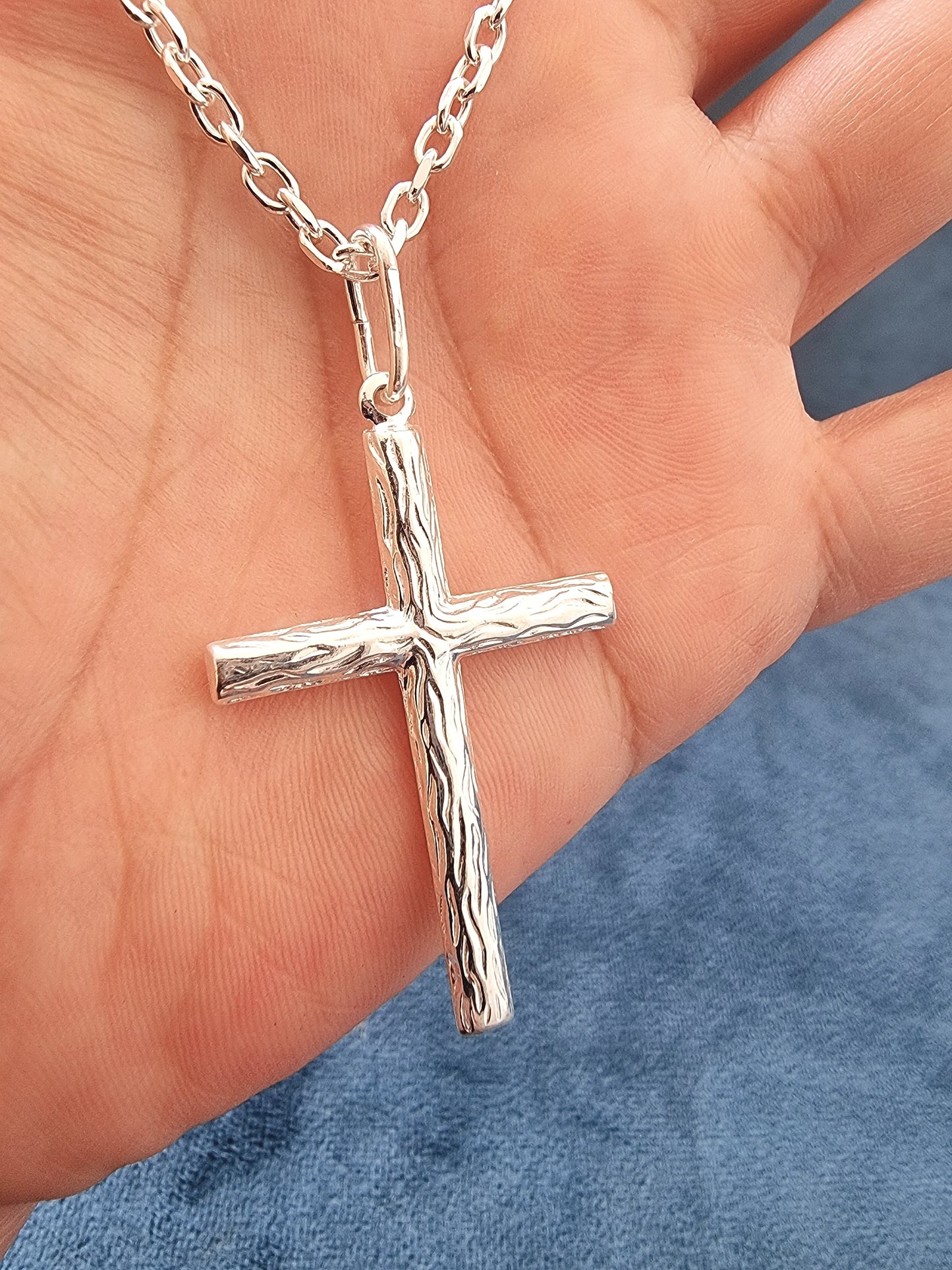 Collar Maxi Cruz hombre plata 925
