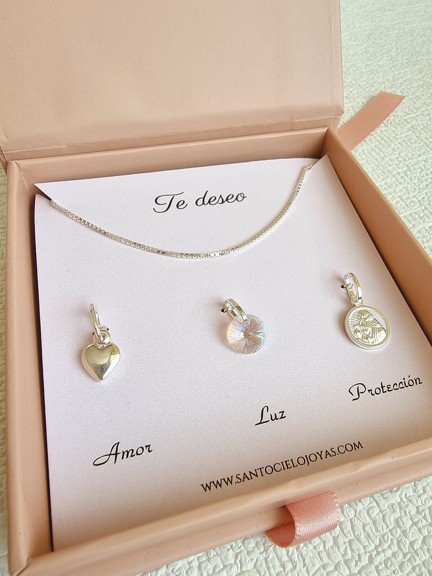 Set Te Deseo "๐ป๐ ๐
๐๐๐๐ ๐จ๐๐๐, ๐ณ๐๐ ๐ ๐ท๐๐๐๐๐๐๐รณ๐" San Benito Plata 925