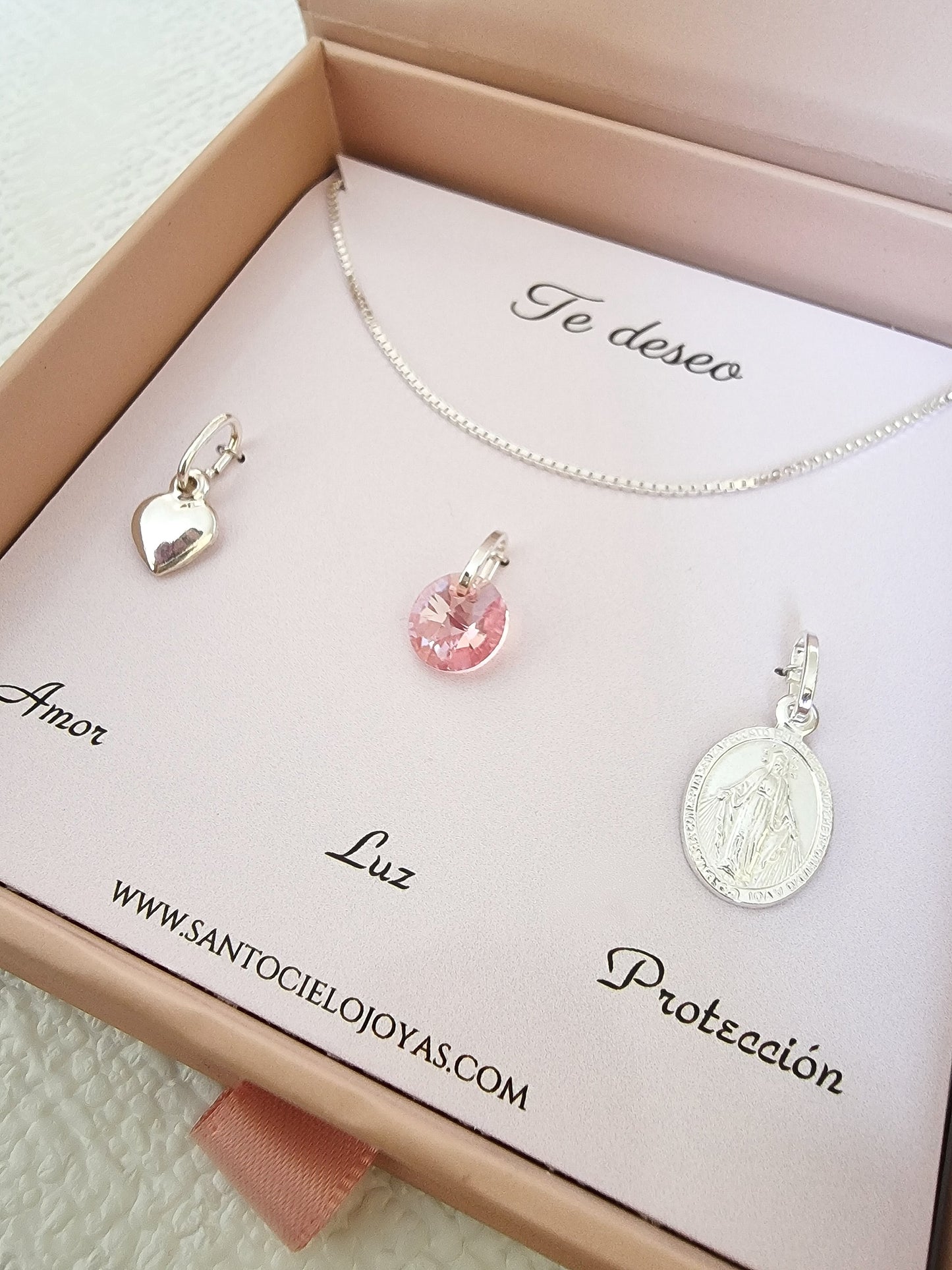 Te deseo Amor, luz y protección Milagrosa plata 925