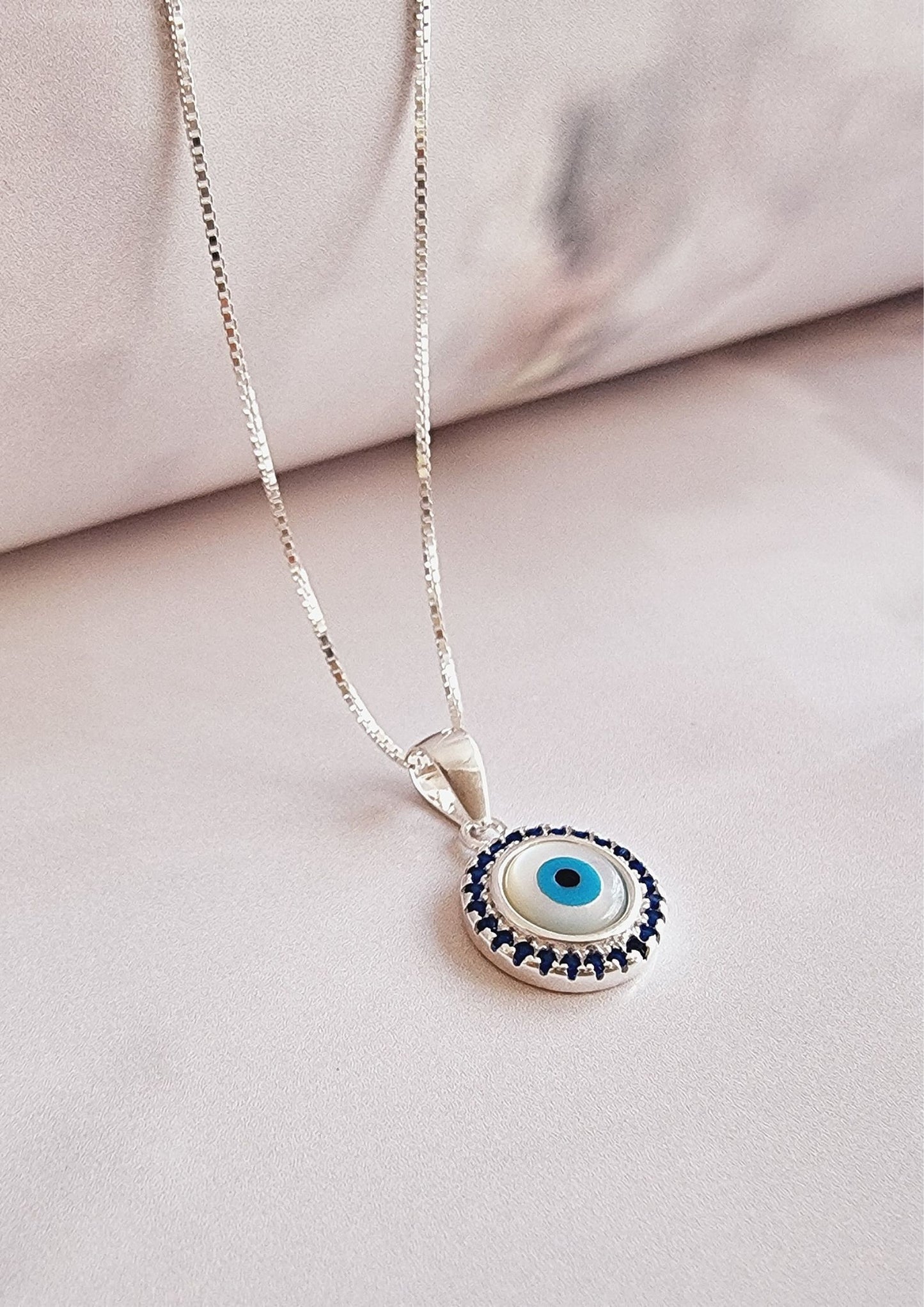 Collar ojo azul plata 925