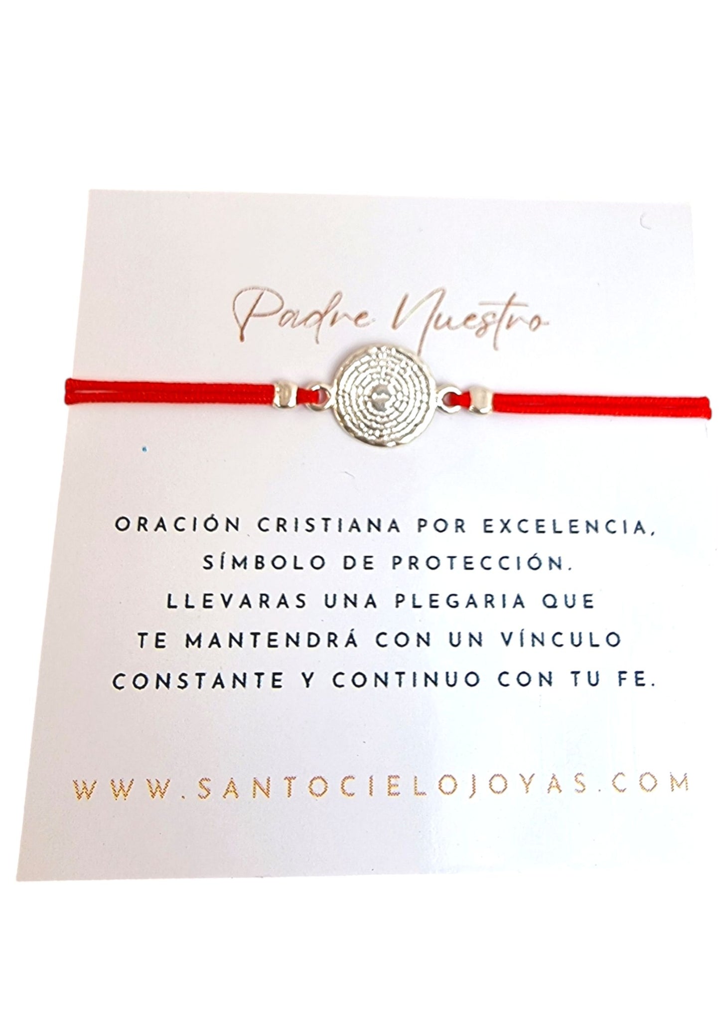 Pulsera hilo rojo Padre Nuestro plata