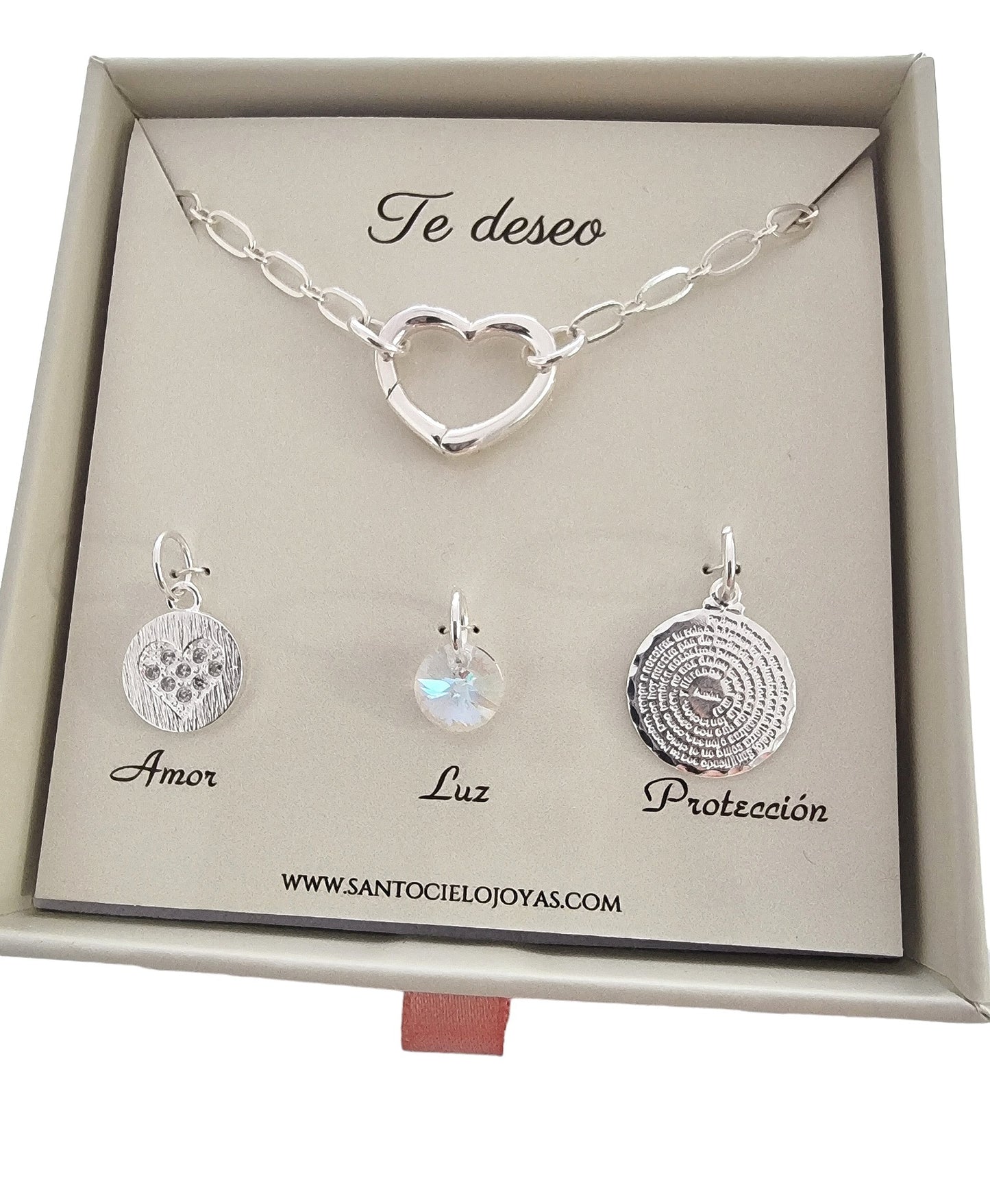 Set Collar Dijes " Te deseo" Silver