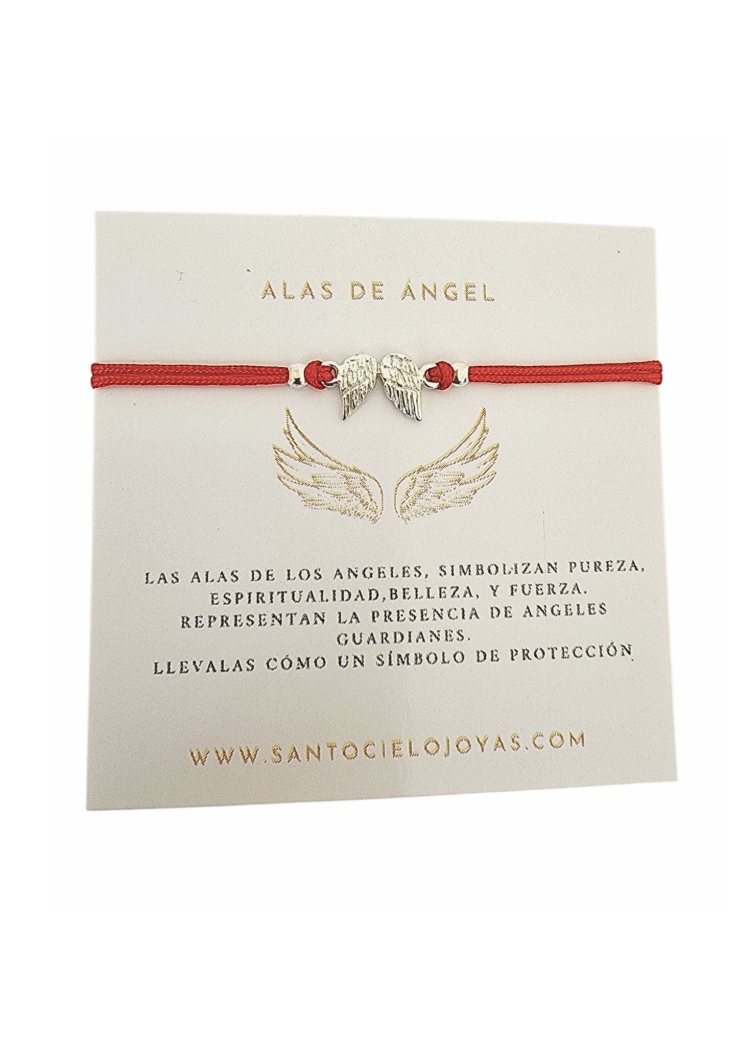 Pulsera protección hilo rojo angel de plata
