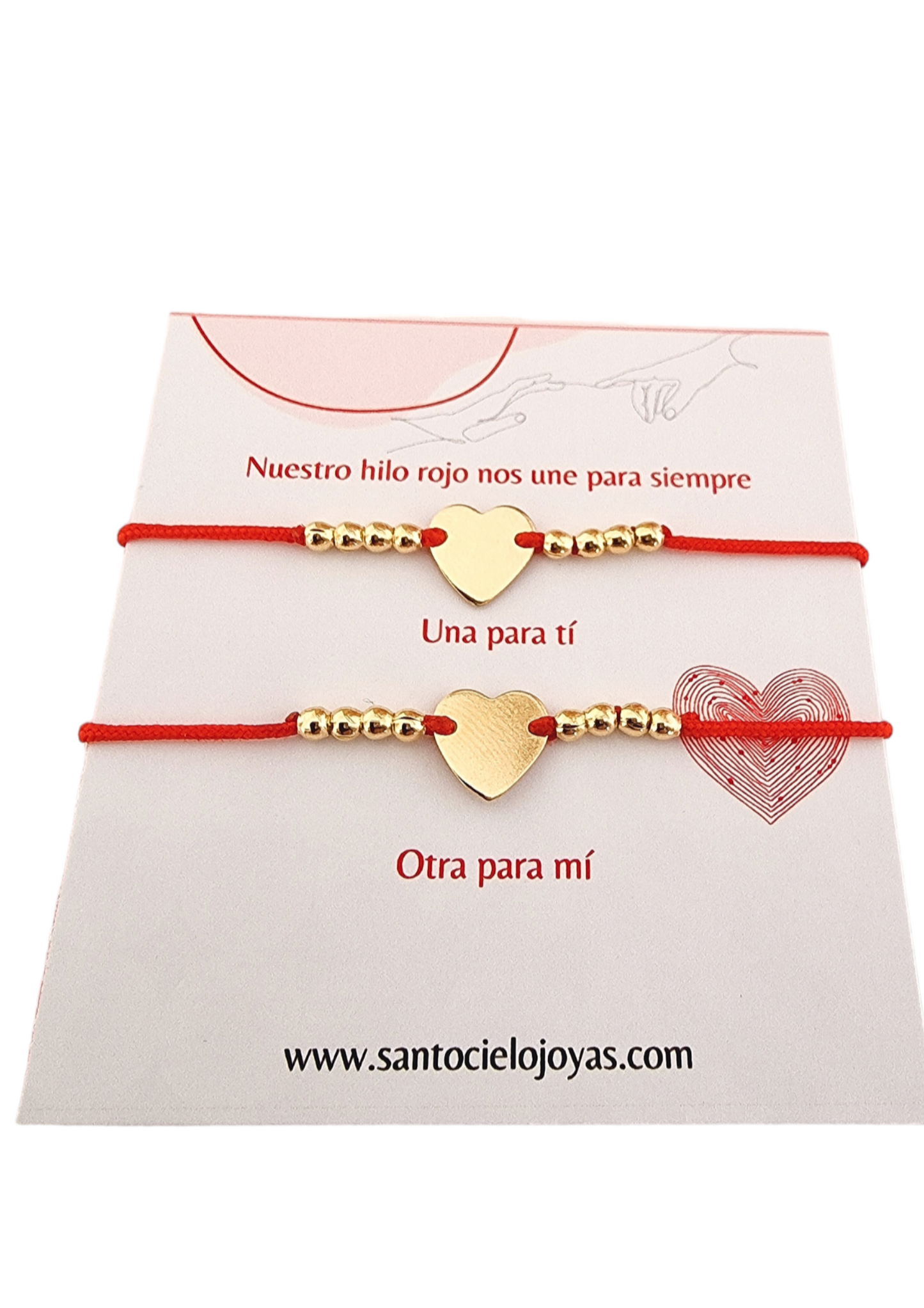 Set Pulseras hilo rojo corazón eterno
