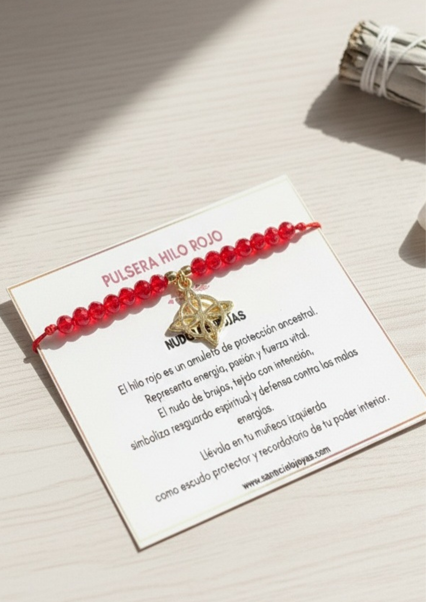 Pulsera Protección Nudo "Fuego Guardián"