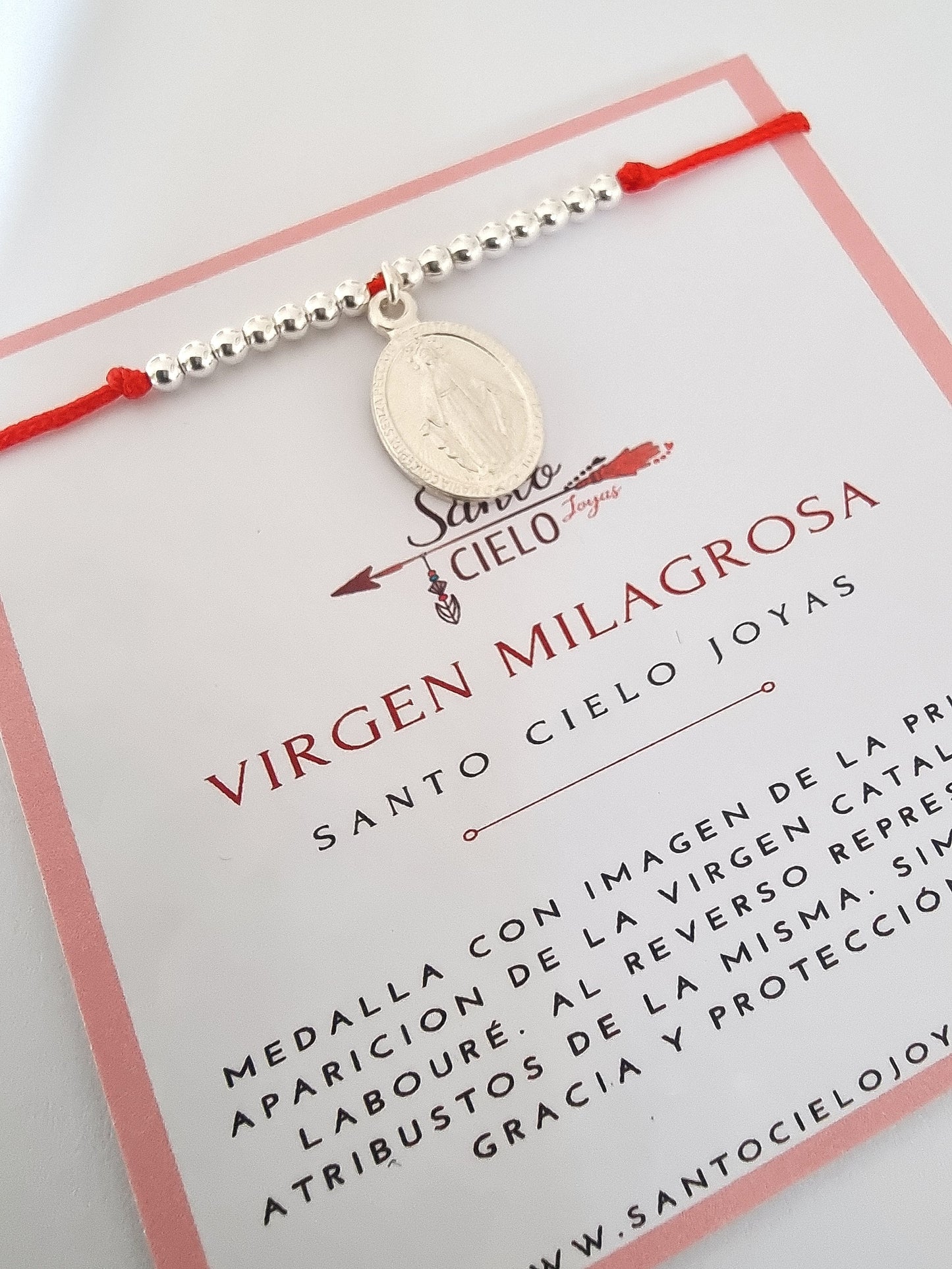 Pulsera hilo rojo Virgen Milagrosa