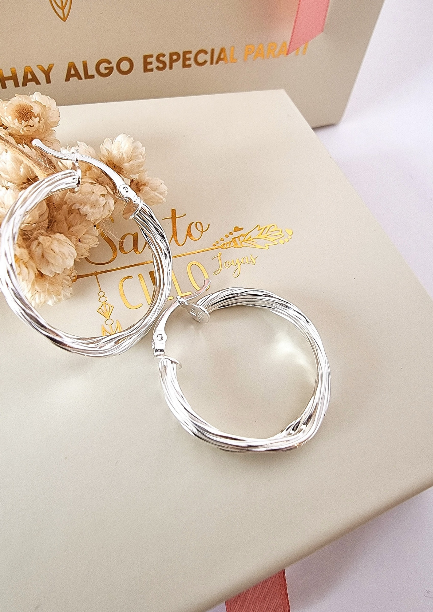 Aros argollas torcidas plata 925