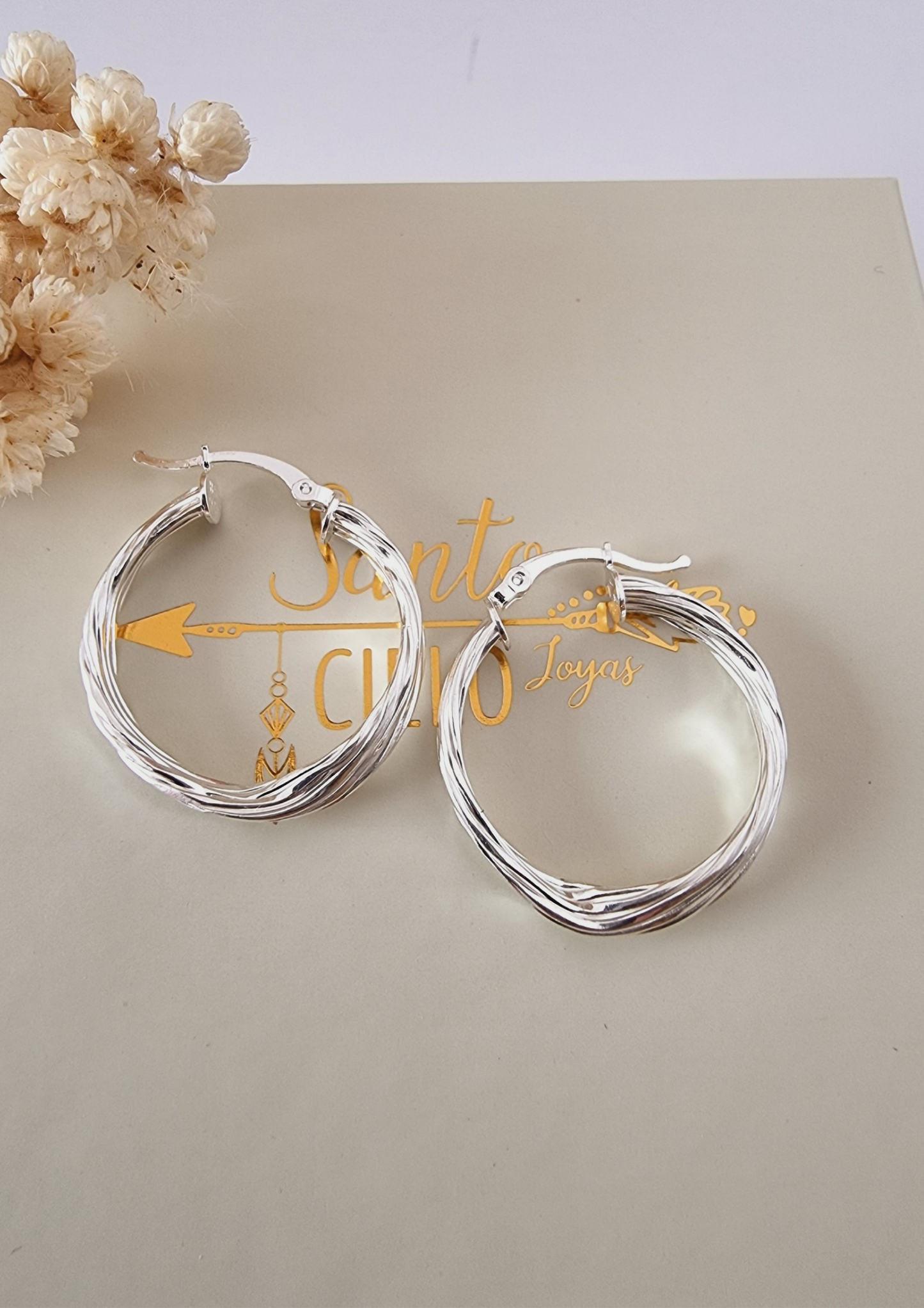 Aros argollas torcidas plata 925
