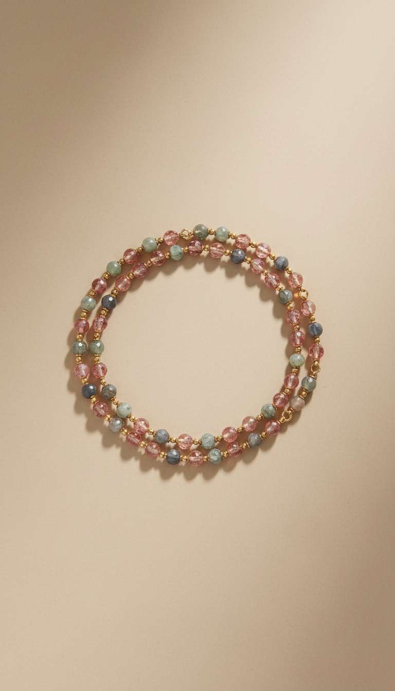 Collar piedra topacio rosado con detalles contemporáneos