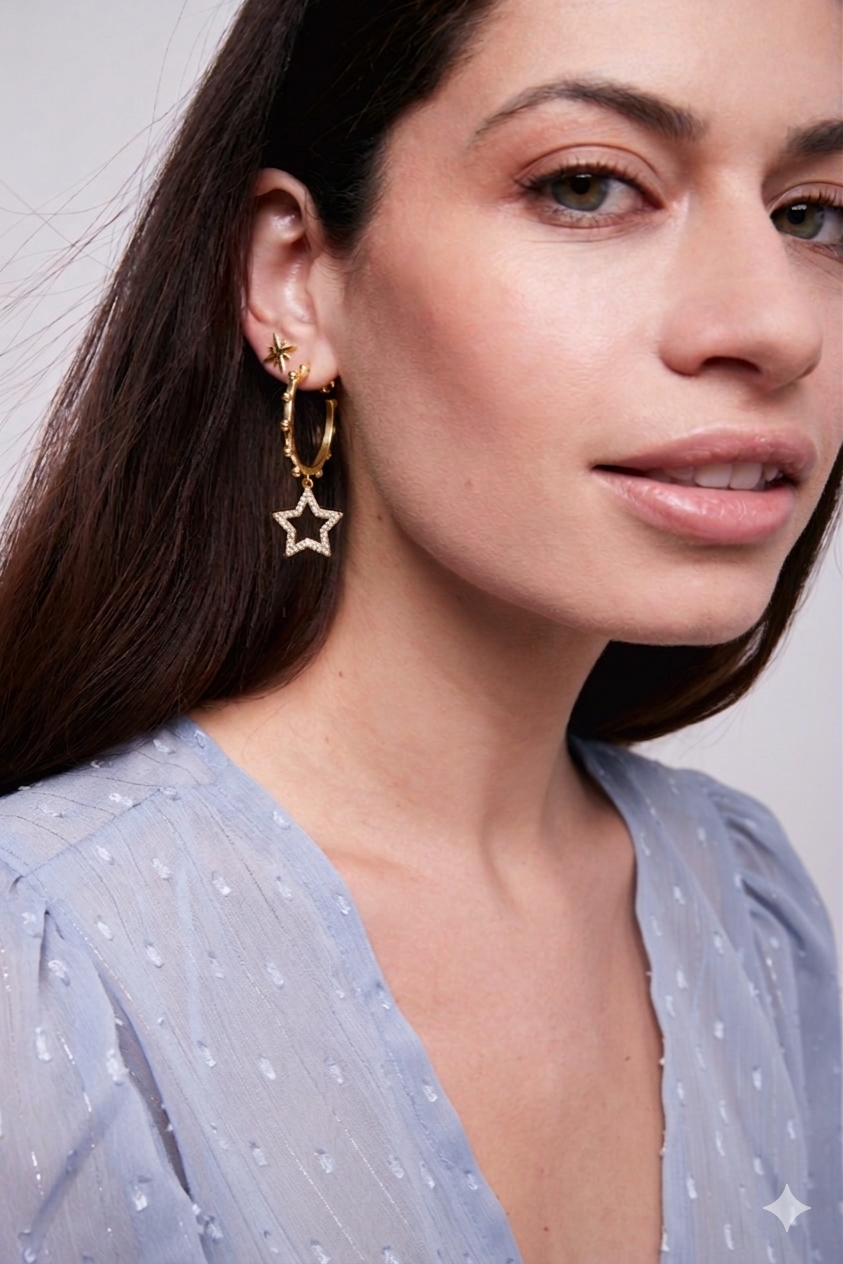 "Aros argollas STARS ✨brillo y luz para acompañarte cada día "