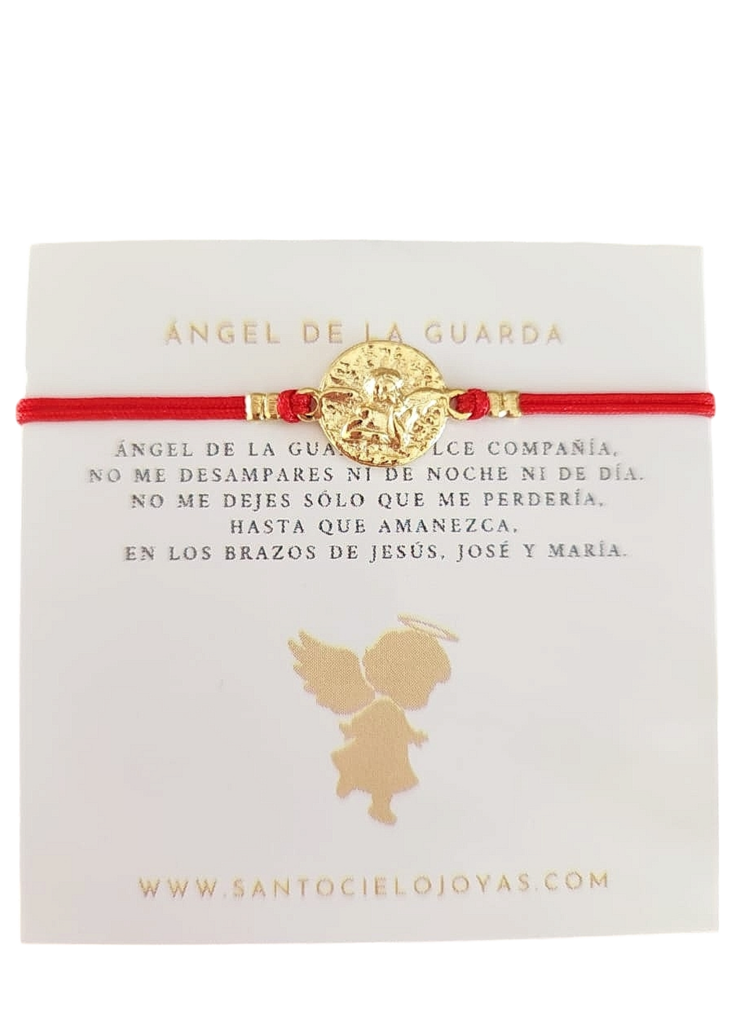 Pulsera hilo rojo Angel de la guarda relieve