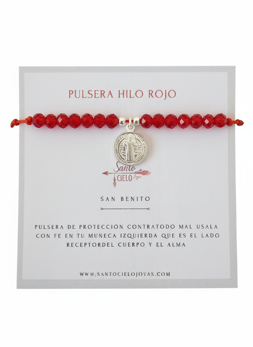 Pulsera hilo Rojo San Benito plata 925