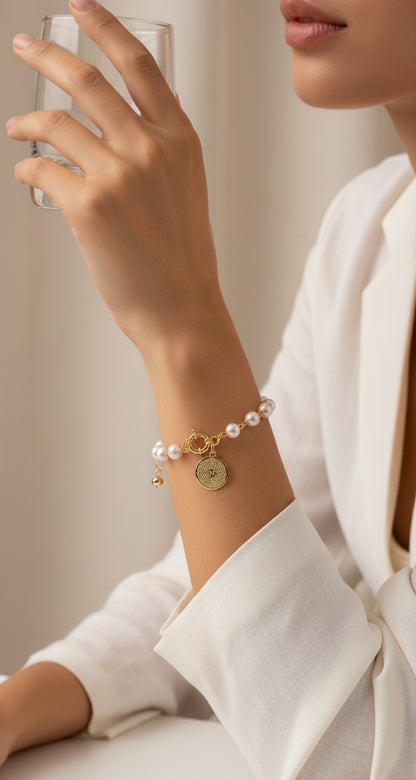 Pulsera Padre Nuestro perlas