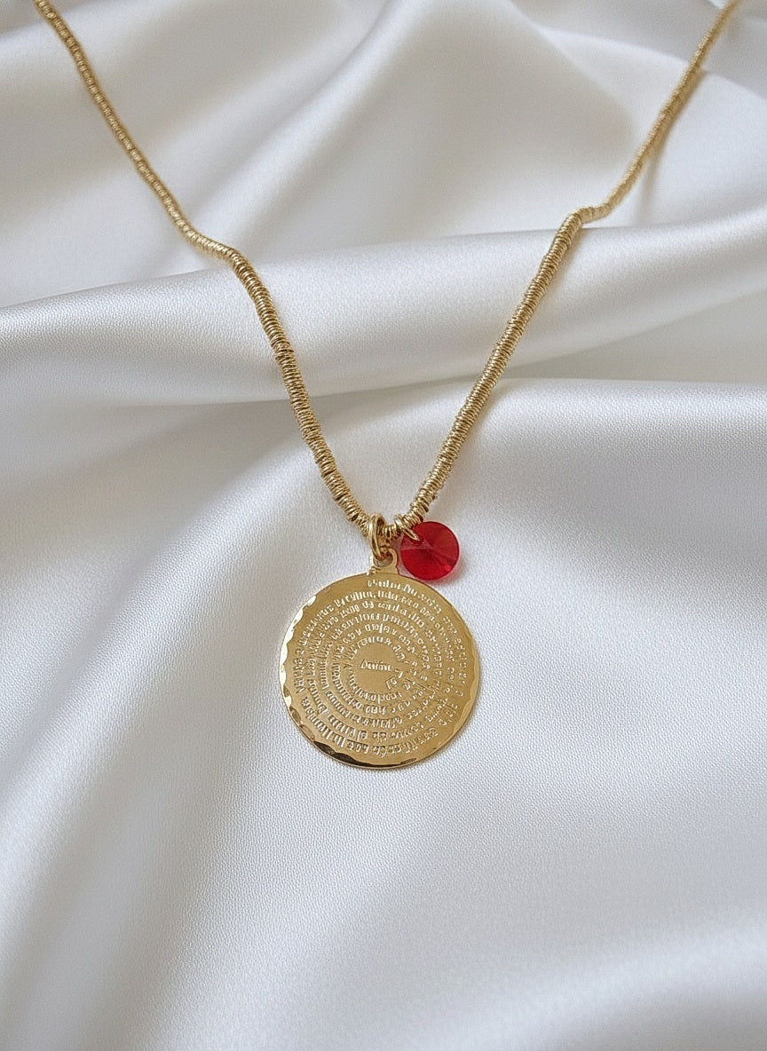 Collar Padre Nuestro con Cristal Swarovski Rojo