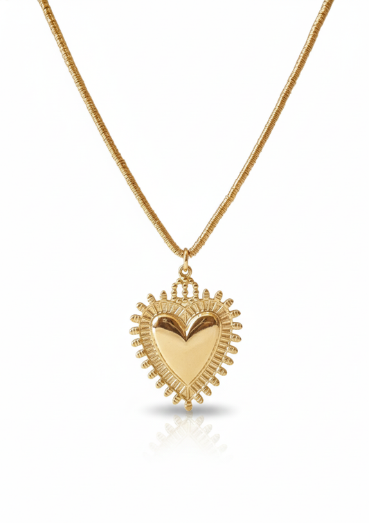 Collar Sagrado Corazon Detente - baño oro 24 k