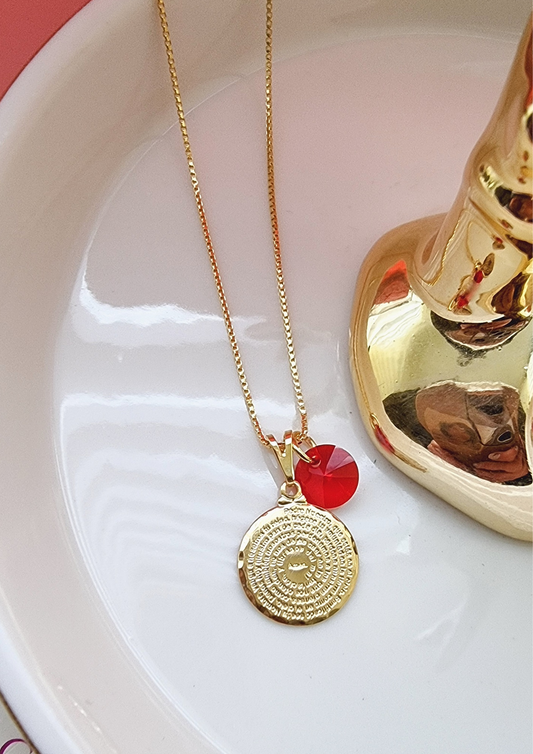 Collar Padre Nuestro cristal swarovski rojo