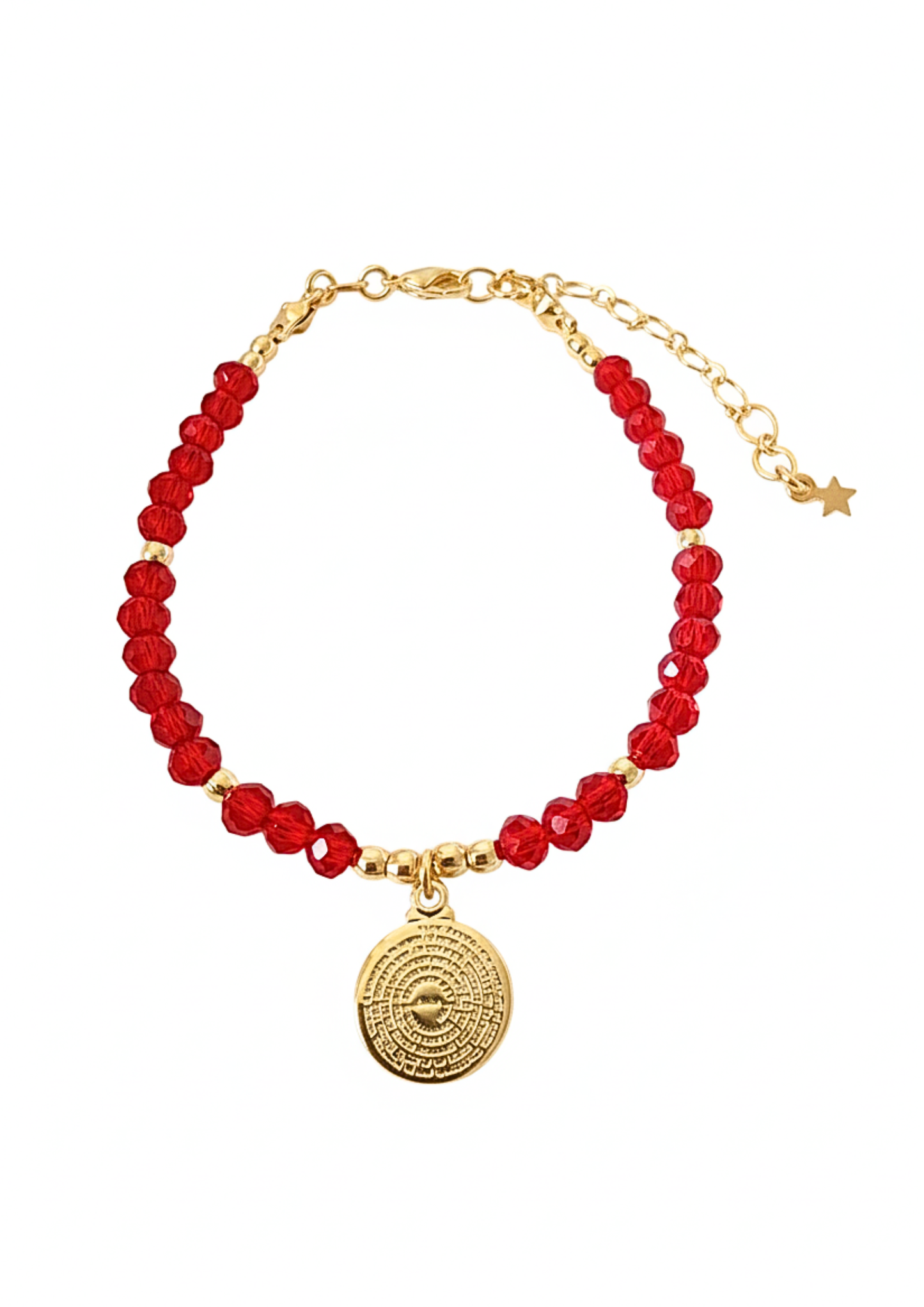 Pulsera Padre Nuestro Cristales Rojos
