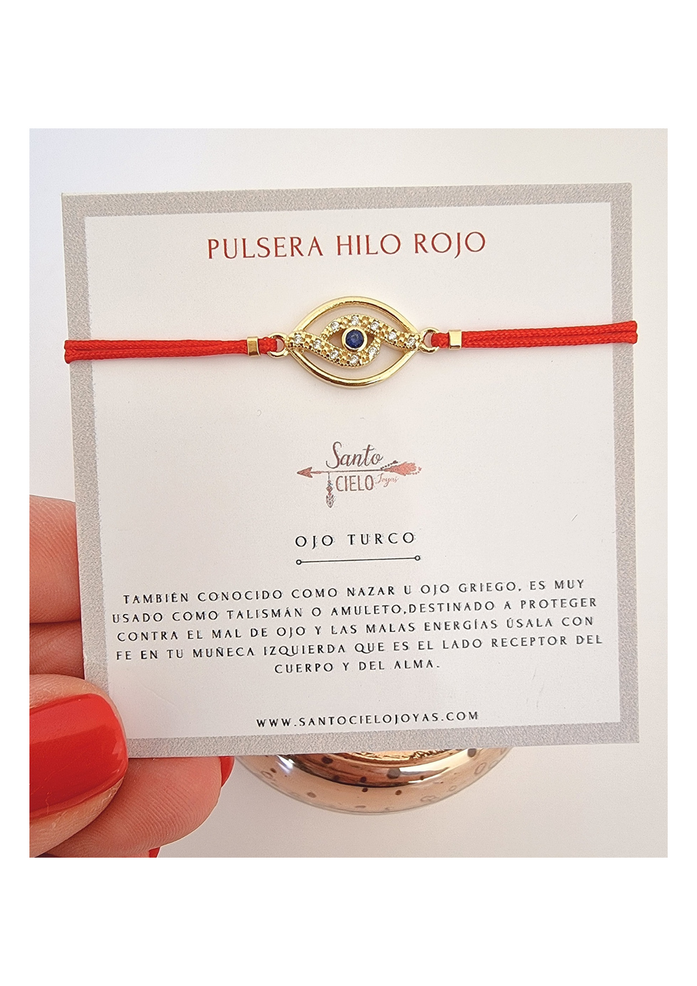 Pulsera protección hilo rojo Ojo Circón azul