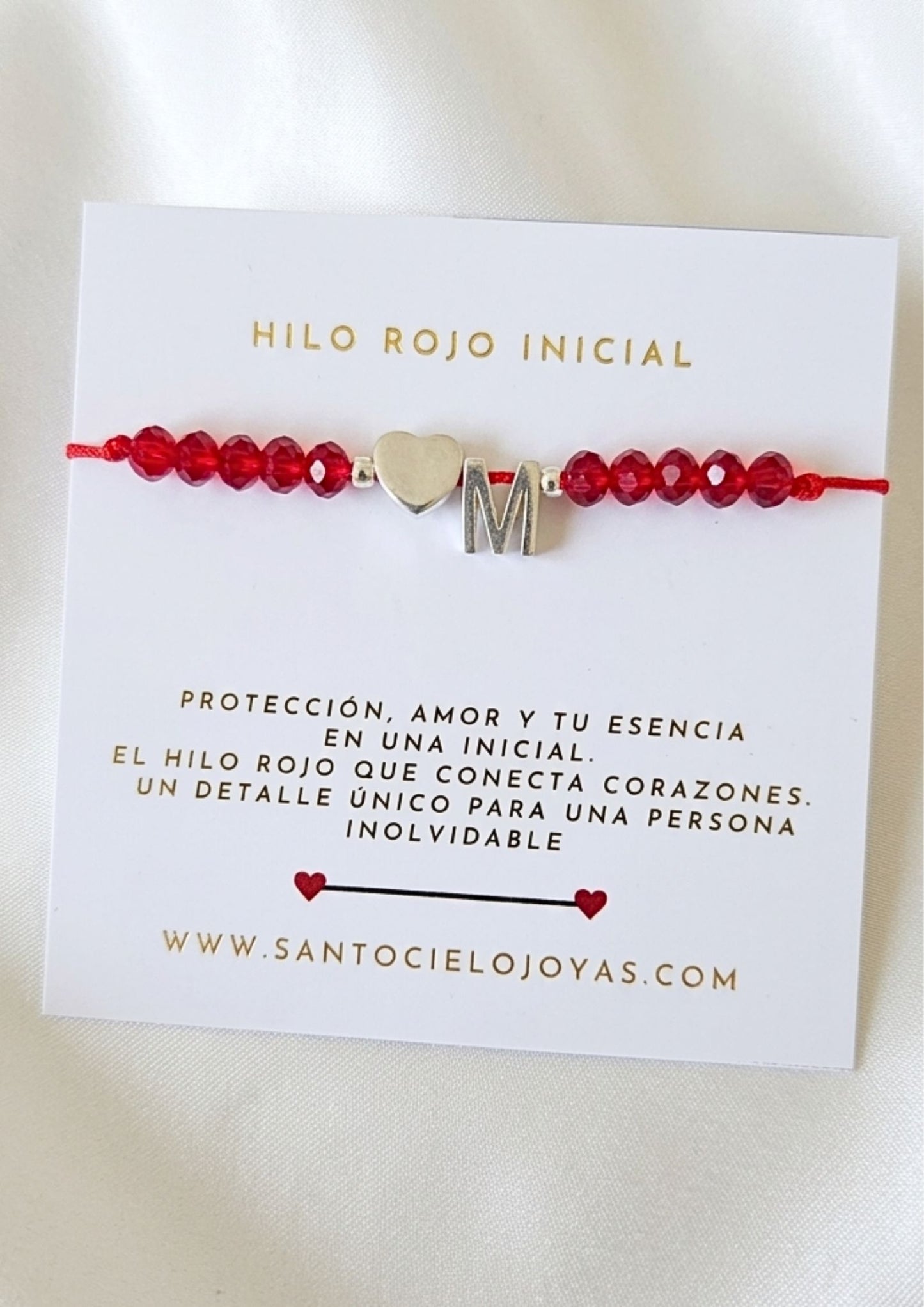 Pulsera hilo rojo inicial plata