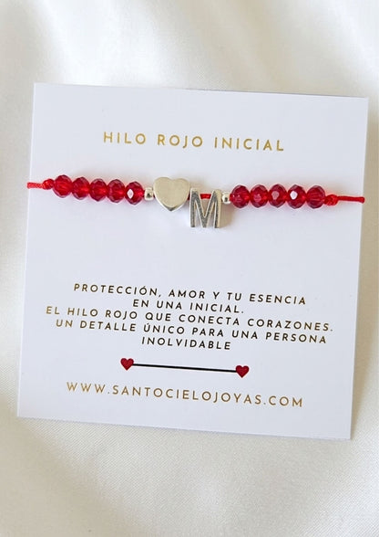 Pulsera hilo rojo inicial plata